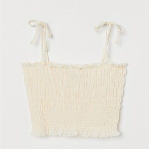 H&M Cream Smocked Crop Top Size Medium